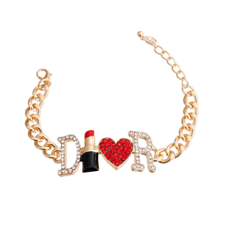 Dior-able Lipstick Gold Dog Necklace